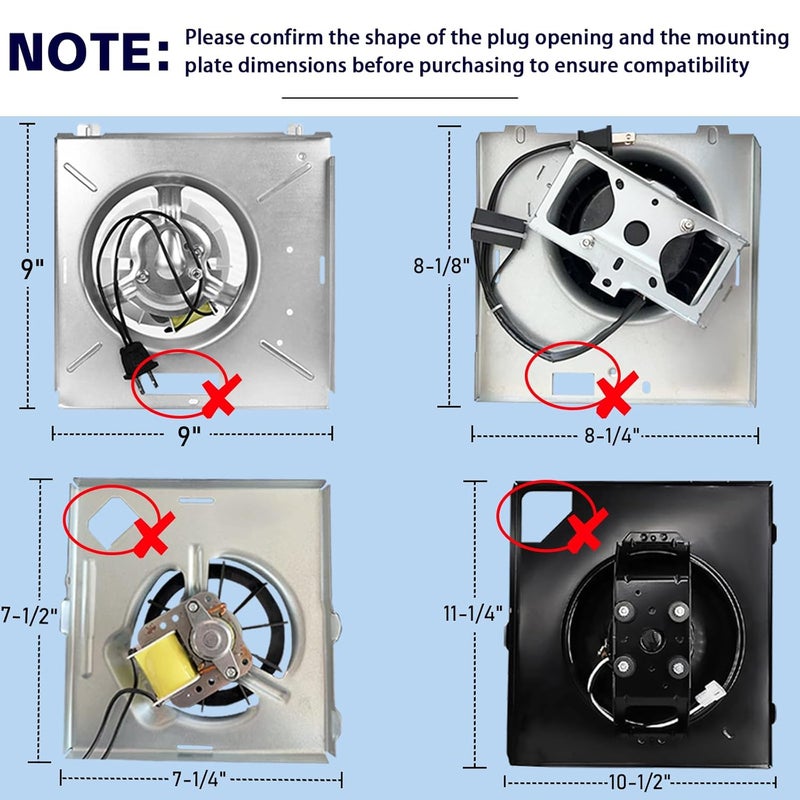Bghdas S97015162 Motor Upgrade Assembly Compatible with Broan NuTone Bathroom Exhaust Fans with 8" x 8-1/4" Housing, for 678-G/2678F-A, 683-C, 683L-A, 770RLTK, 684-D Fans (110 CFM / 4 Sones) - Image 4